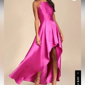 Elegant Pink High-Low Dress